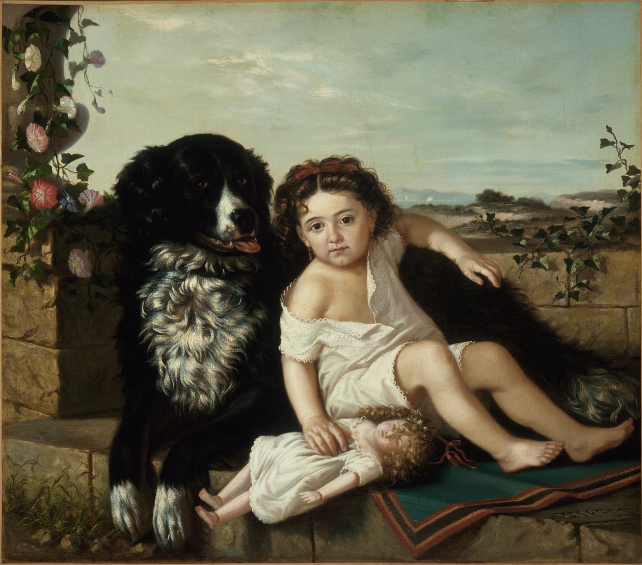 Portrét dívky se psem, 1879 od Ernest Narjot