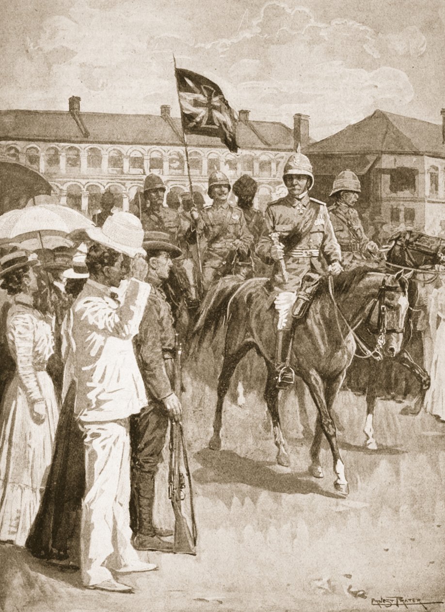 Vůdce spojenců, ilustrace z Bitvy devatenáctého století: sv. VII, Čínská válka 1900-1901 od Archibalda Forbese, G.A. Henty a major Arthur Griffiths od Ernest Prater