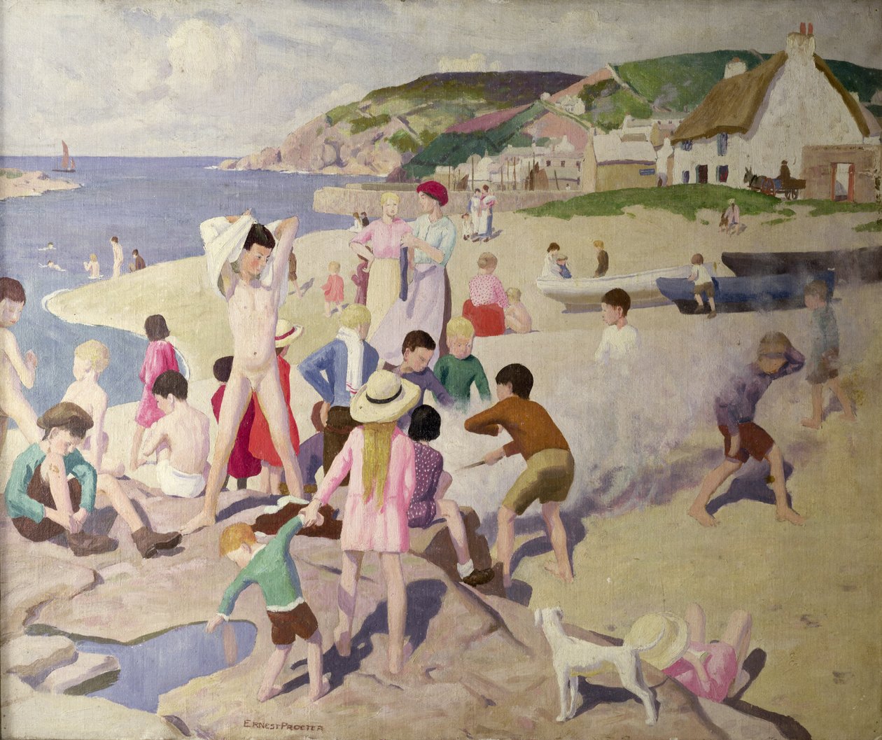 Plážová scéna, kolem roku 1925 od Ernest Procter