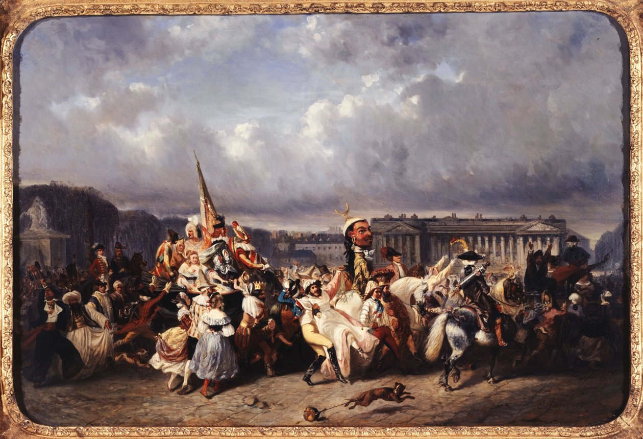 Karneval na Place de la Concorde, dnešní 8. obvod, mezi lety 1840 a 1845 (olej na plátně) od Ernest Seigneurgens
