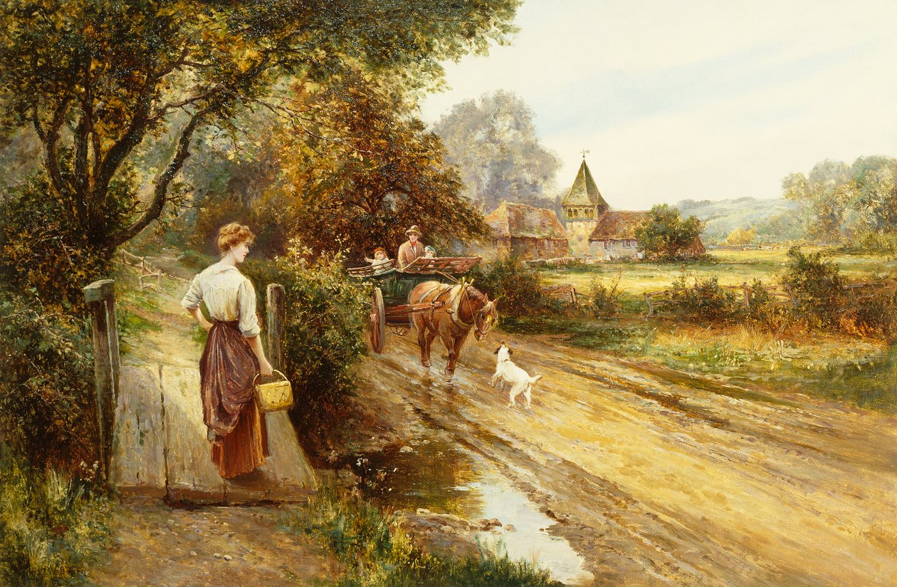 An Encounter on the Road, cca 1900 (olej na plátně) od Ernest Walbourn