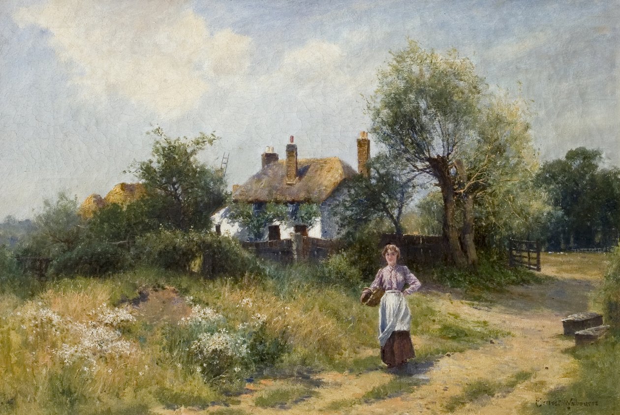 Krajina s chalupářkou, konec 19.-20. století od Ernest Walbourn