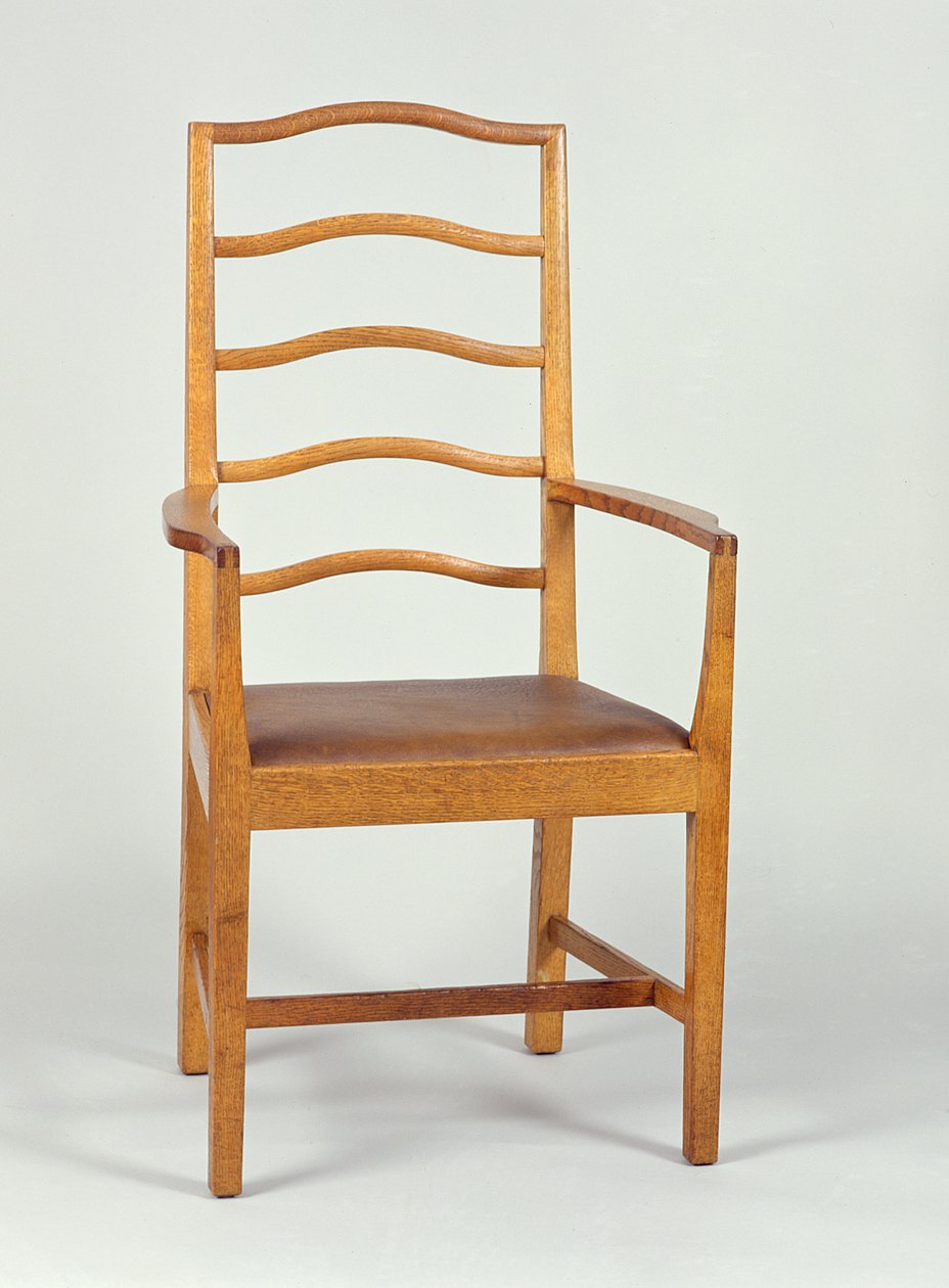 Křeslo, navrženo v roce 1903, vyrobeno v dílně Peter Waals, 1923 (dub) od Ernest William Gimson
