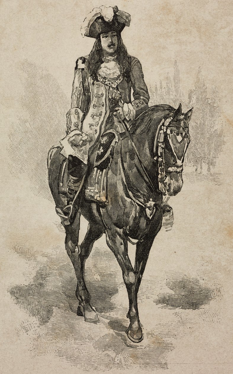 Torinon kreivi Vittorio Emanuele Savoylainen Vittorio Amedeo II Savoylaisen asussa Villa Borghese -turnauksessa Umberto I:n ja Margherita of Savoyssa vietetyn hopeahäiden yhteydessä, Rooma, Italia od Ernesto Mancastroppa