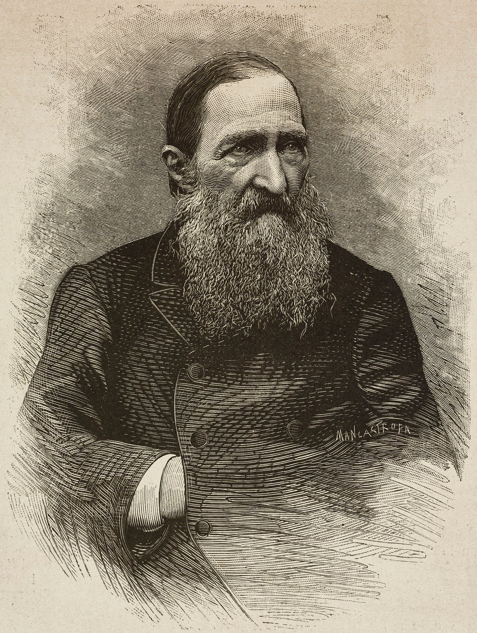 Básník Jozef Ignacy Kraszewski (1812-1887) v Ženevě 19. března, rytina Ernesta Mancatroppy z fotografie Romarolo, z L