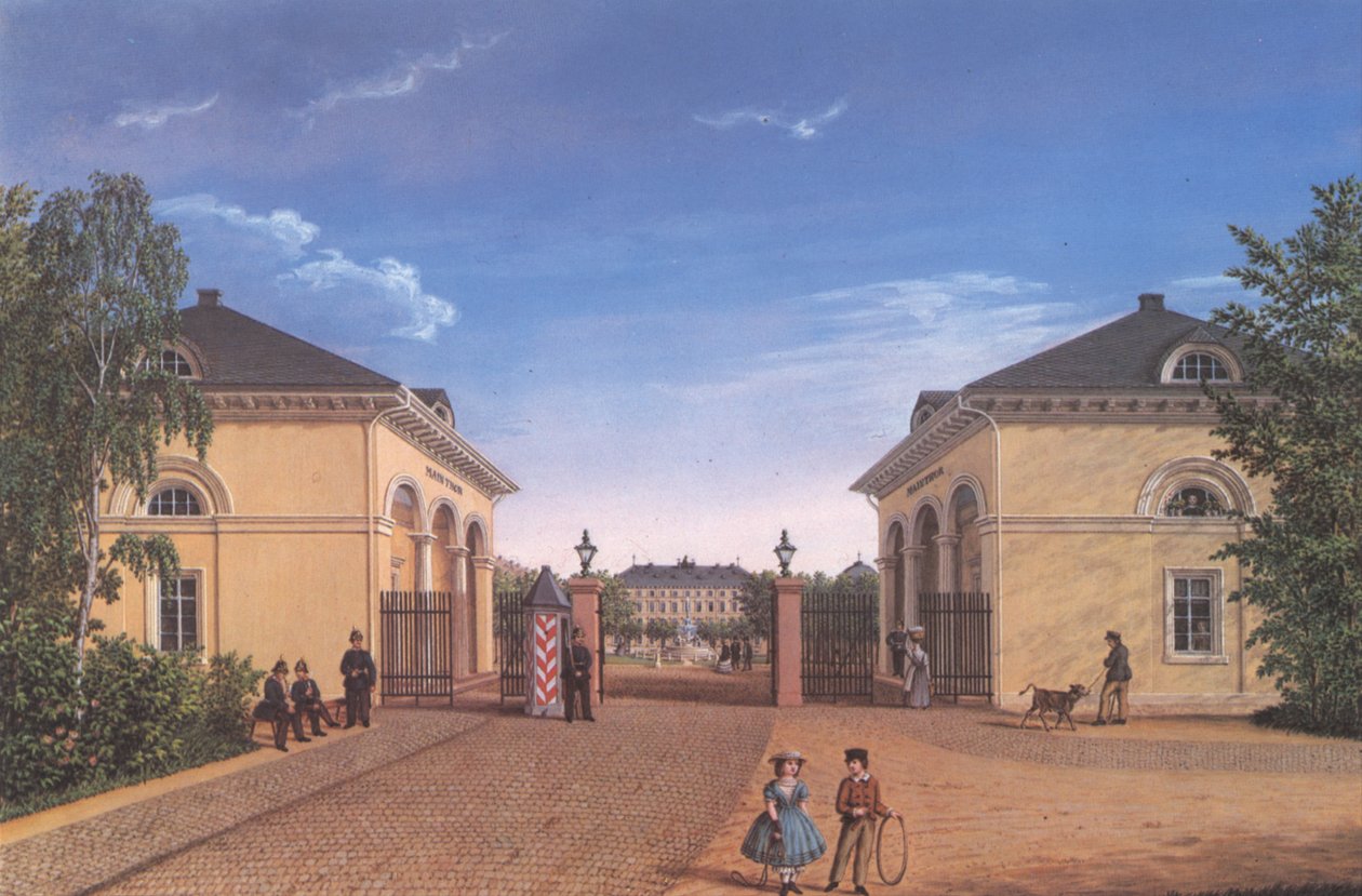 Darmstadt, Frankfurter Tor s výhledem na Mathildenplatz od Ernst August Schnittspahn
