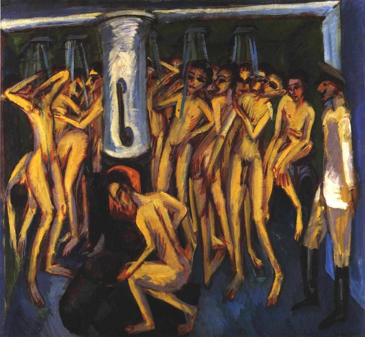 Vojenská lázeň Němec: Vojenská lázeň nebo Artillery Mann od Ernst Ludwig Kirchner