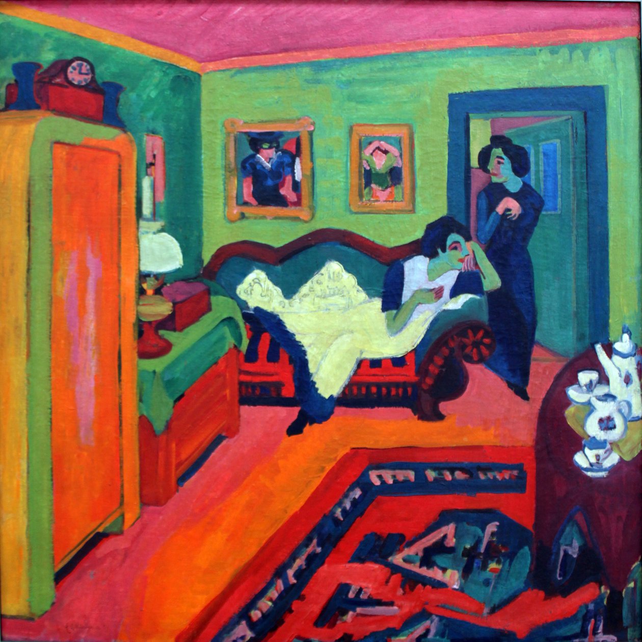 Interiér se dvěma dívkami od Ernst Ludwig Kirchner