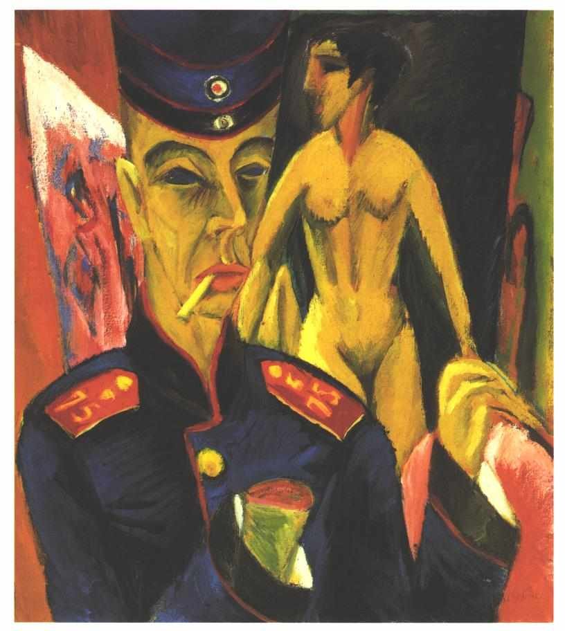 Autoportrét jako voják od Ernst Ludwig Kirchner