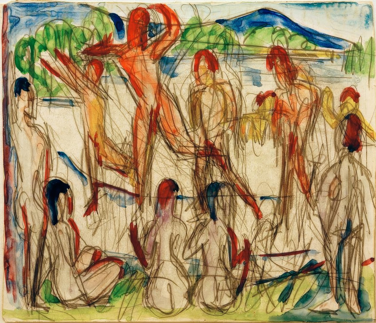 Koupání u jezera od Ernst Ludwig Kirchner