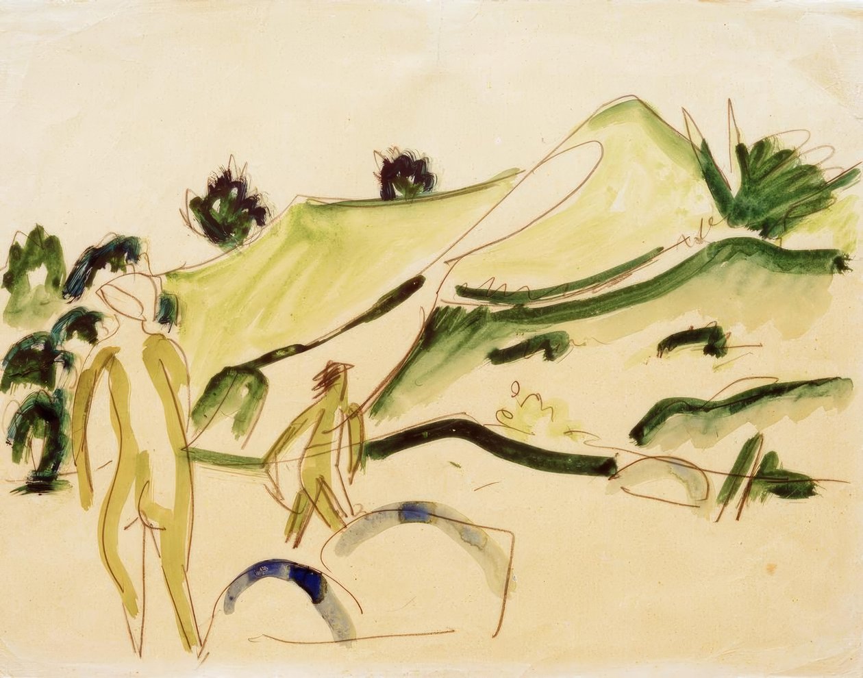 Koupání na pláži od Ernst Ludwig Kirchner