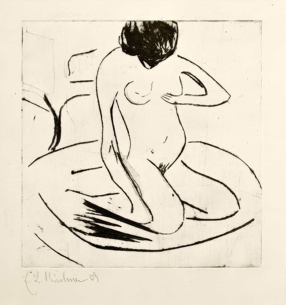 Koupající se před železnými kamny od Ernst Ludwig Kirchner
