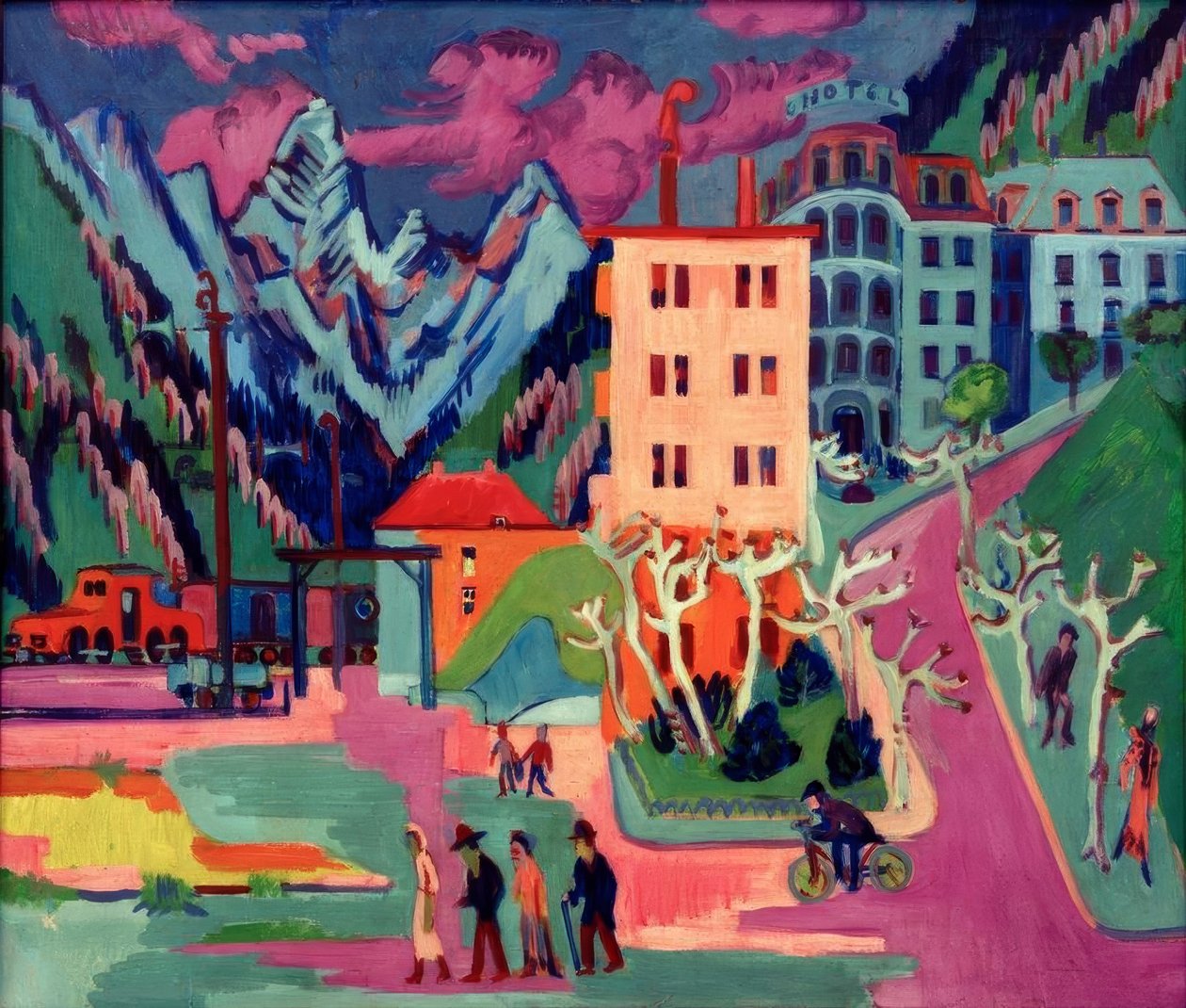 vlakové nádraží v Davosu od Ernst Ludwig Kirchner