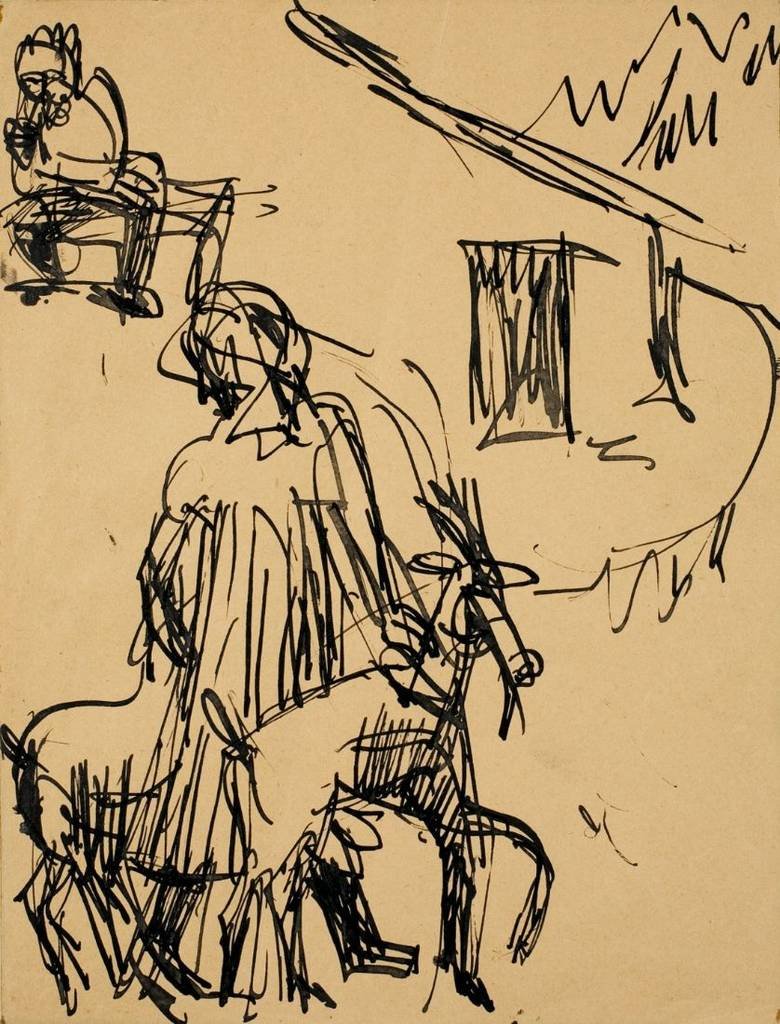 Horská chata s kozami od Ernst Ludwig Kirchner