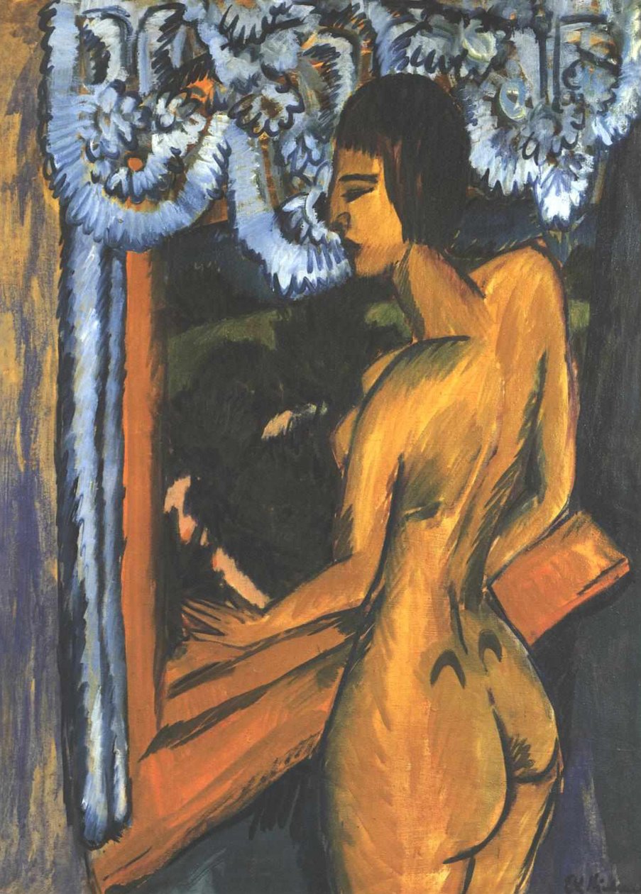 Hnědý akt u okna od Ernst Ludwig Kirchner