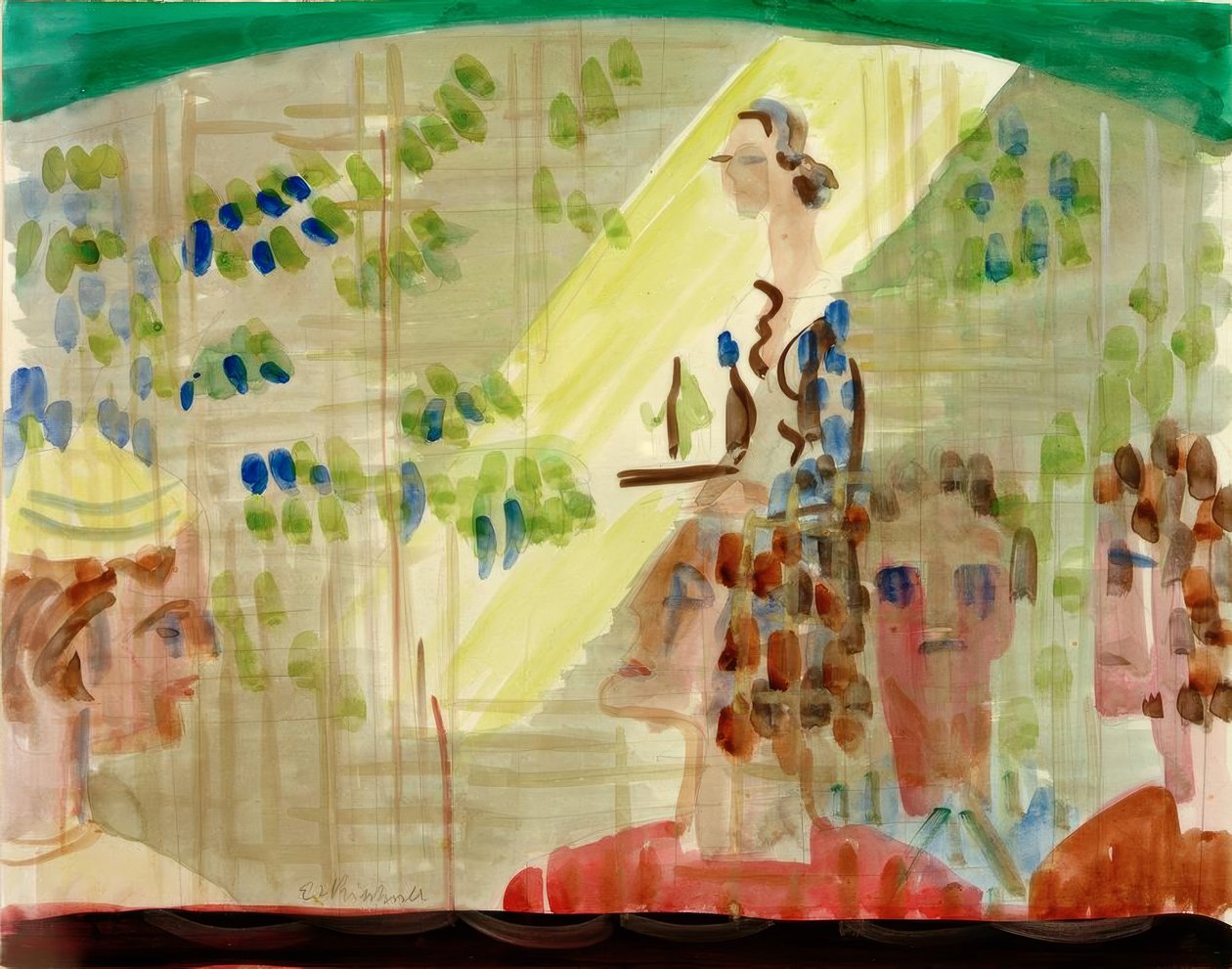 Kavárna scéna s servírkou, viděná přes výlohu od Ernst Ludwig Kirchner