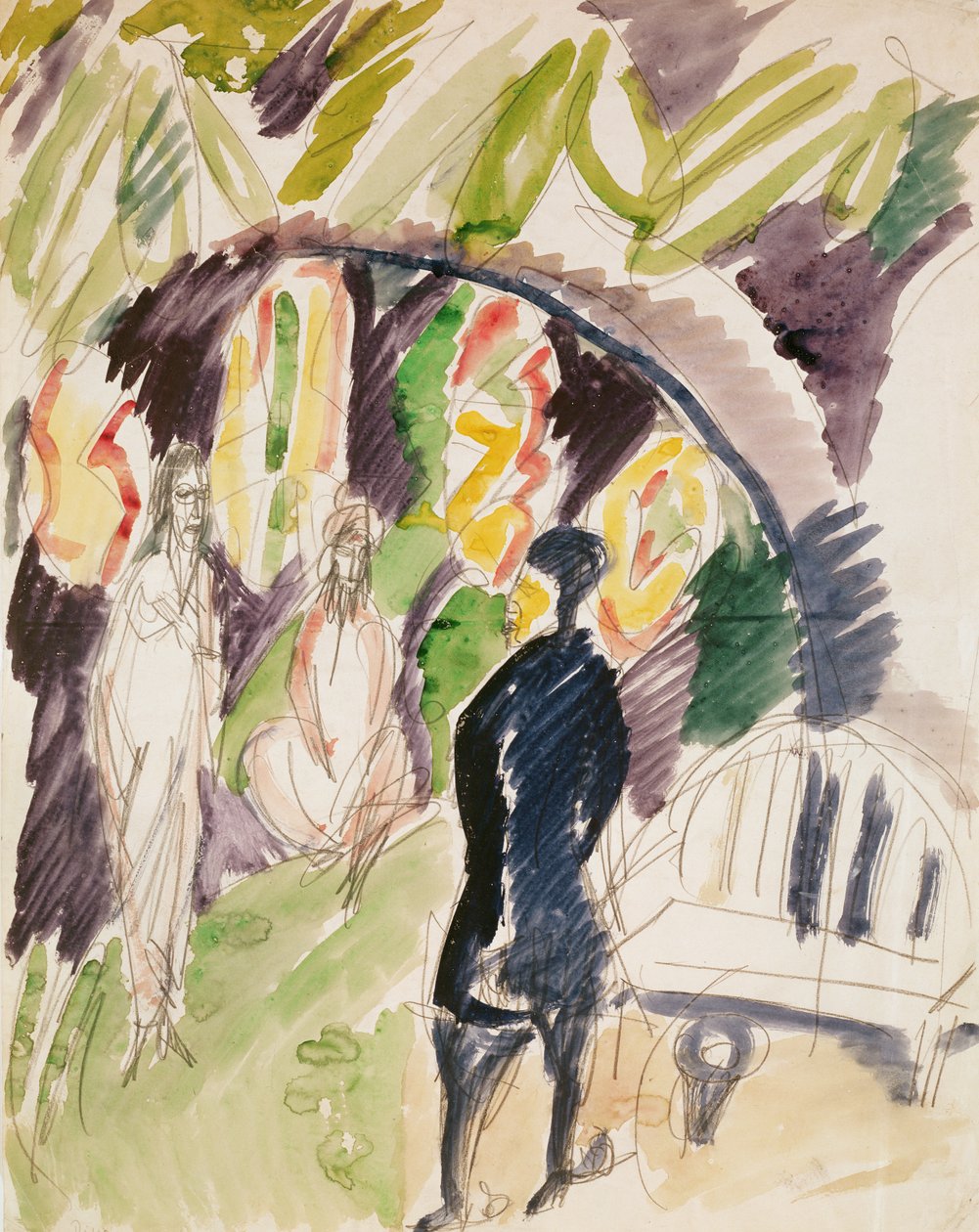 Divan (Gauč) 1912-14 (čb a tužka na papíře) od Ernst Ludwig Kirchner