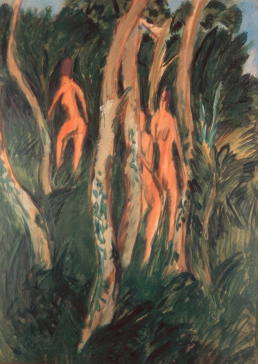 Tři akty pod stromy od Ernst Ludwig Kirchner