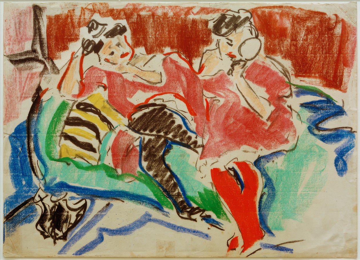 E.L.Kirchner, Dvě dívky na pohovce od Ernst Ludwig Kirchner
