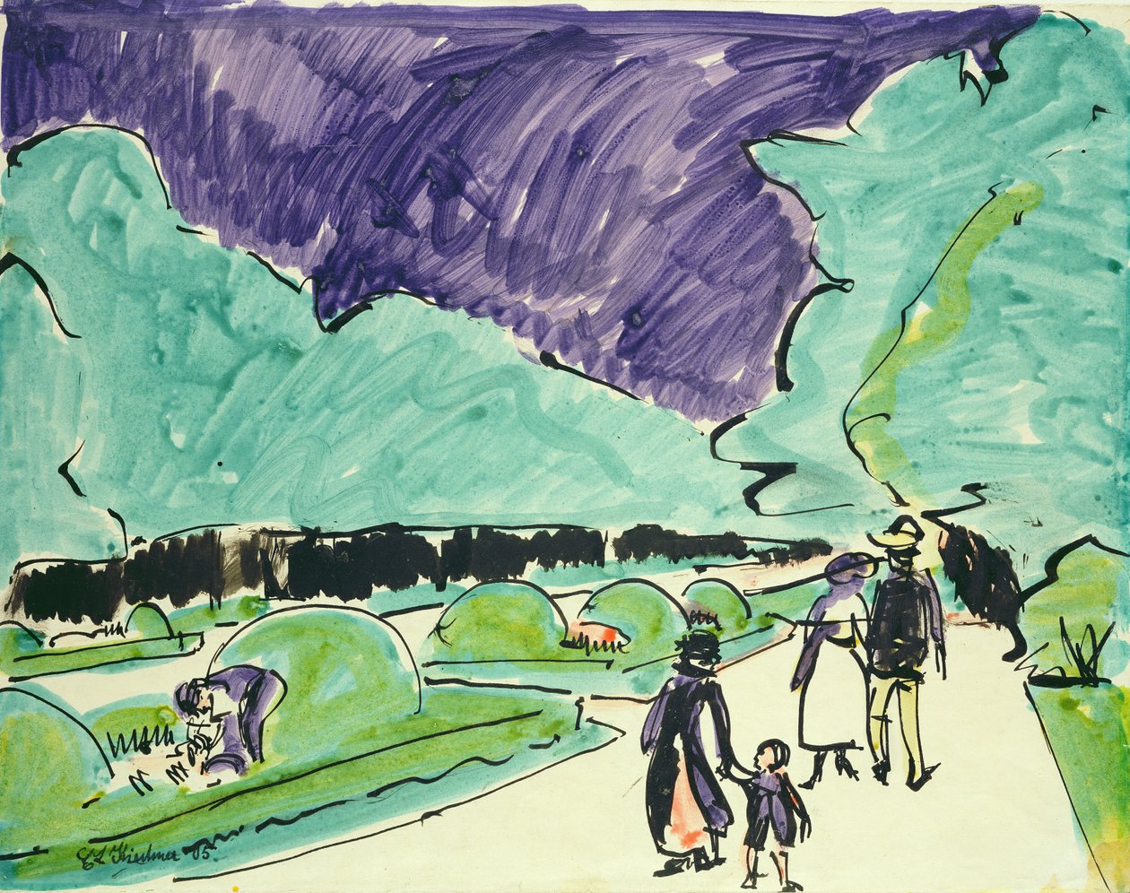 Vchod do velké zahrady v Drážďanech, 1905 (pero, tuš a čb na papíře) od Ernst Ludwig Kirchner