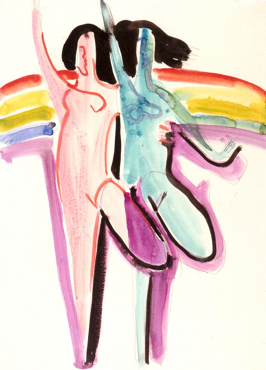 Design pro taneční sál v Essenu, dva tanečníci od Ernst Ludwig Kirchner