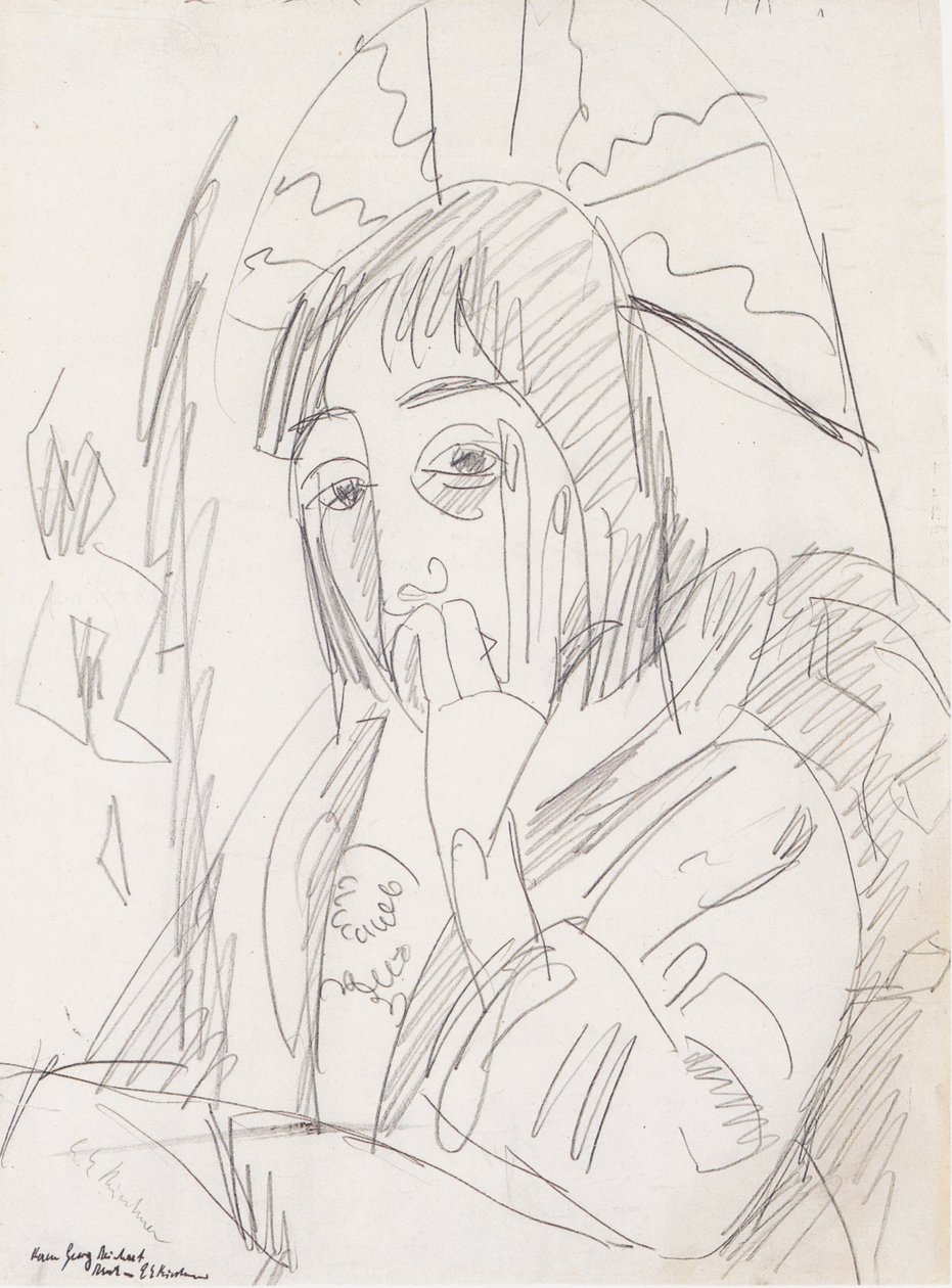 Erna s japonským deštníkem od Ernst Ludwig Kirchner