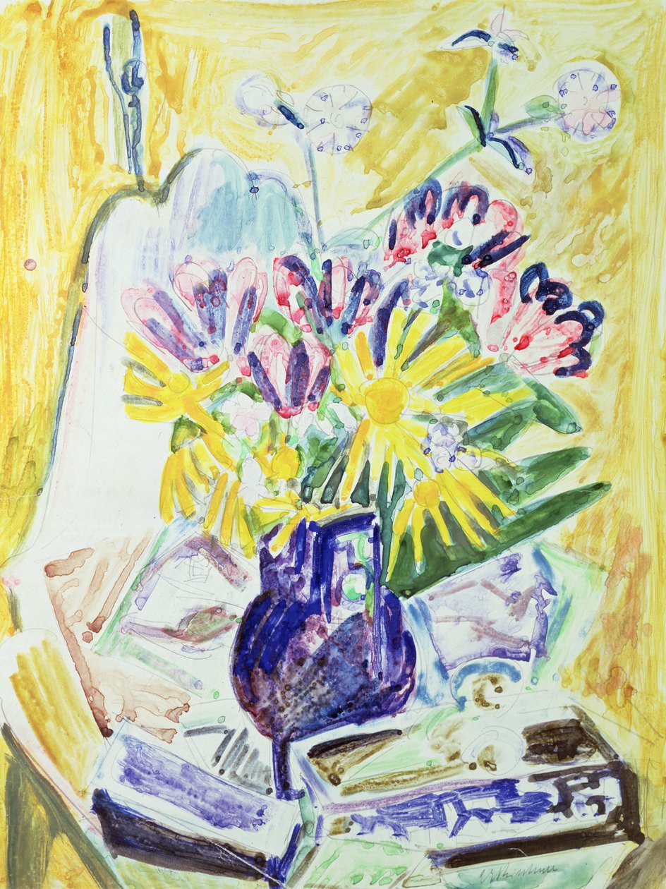Květiny ve váze, 1918-19 (wc na papíře) od Ernst Ludwig Kirchner