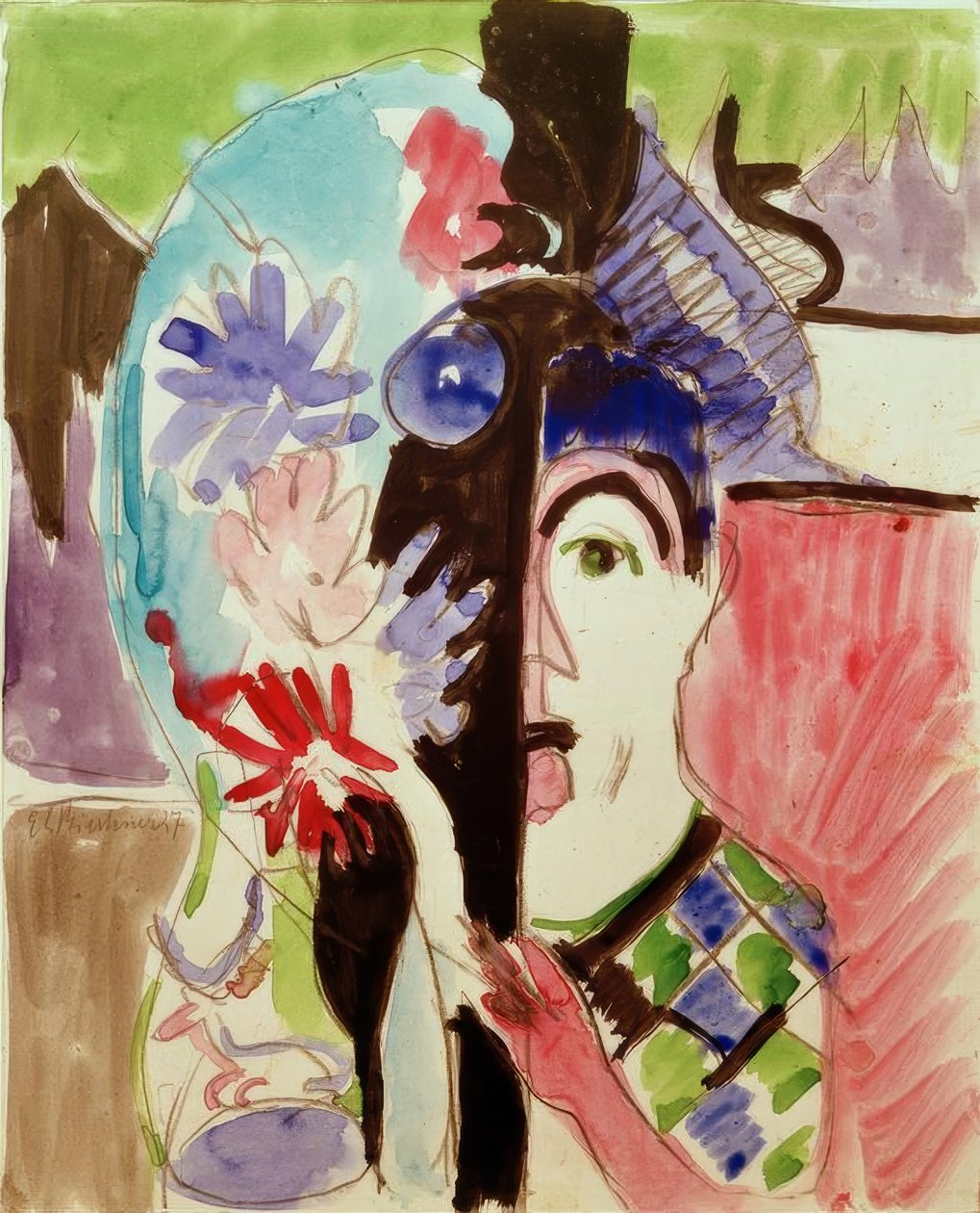 Žena s květinami od Ernst Ludwig Kirchner