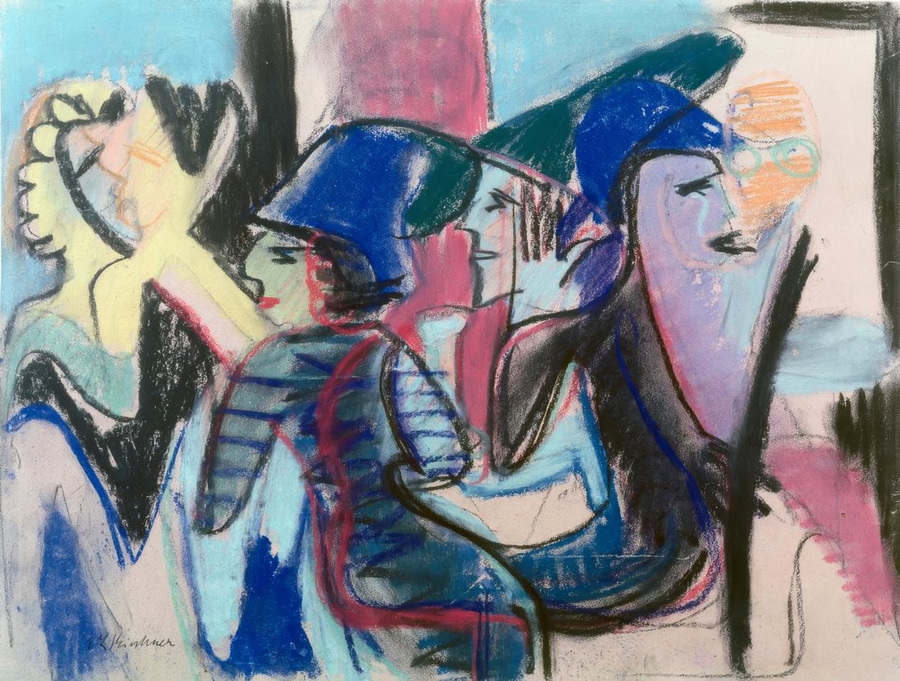 Pět hostů v kavárně od Ernst Ludwig Kirchner