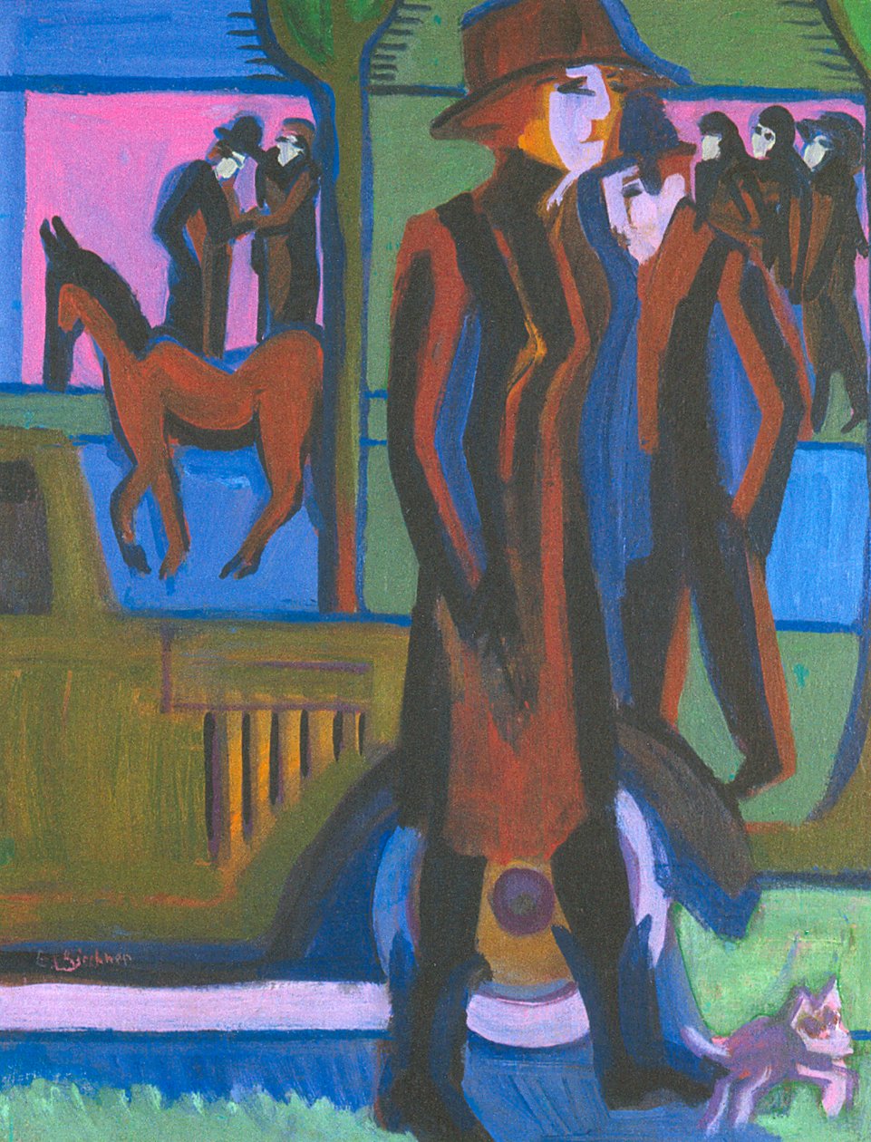 Procházka paní s pejskem od Ernst Ludwig Kirchner