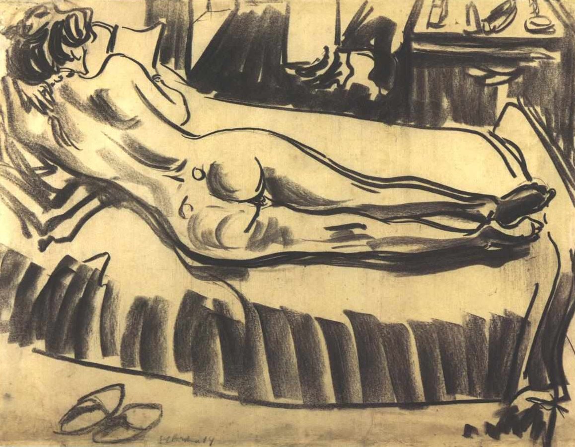Nude ležící na pohovce od Ernst Ludwig Kirchner