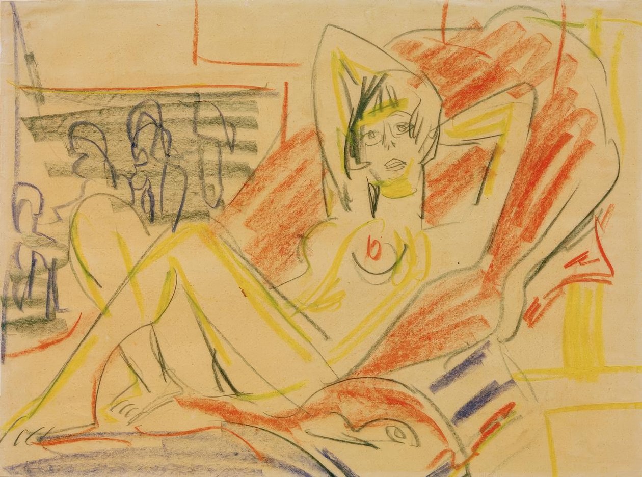 Ležící ženský akt od Ernst Ludwig Kirchner