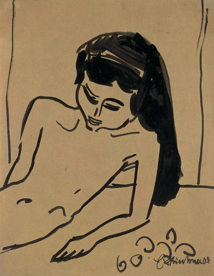 Dívka s rozpuštěnými vlasy od Ernst Ludwig Kirchner