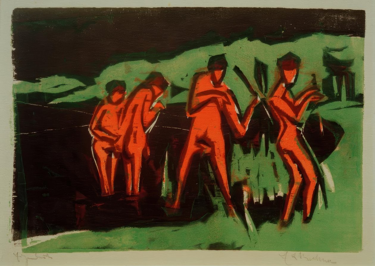 Koupající se házení rákosí od Ernst Ludwig Kirchner