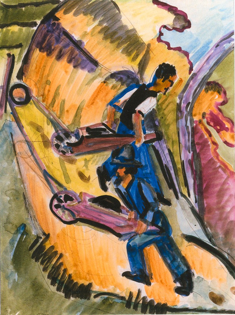 Muži s trakaři od Ernst Ludwig Kirchner