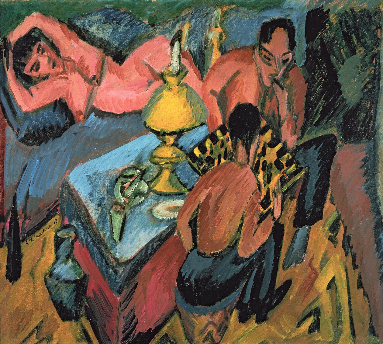 Otto Muller (1874-1930) Hrající šachy, 1913 od Ernst Ludwig Kirchner