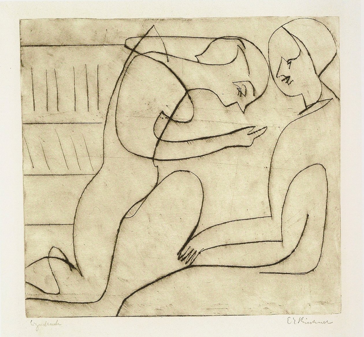 Pár v knihovně od Ernst Ludwig Kirchner