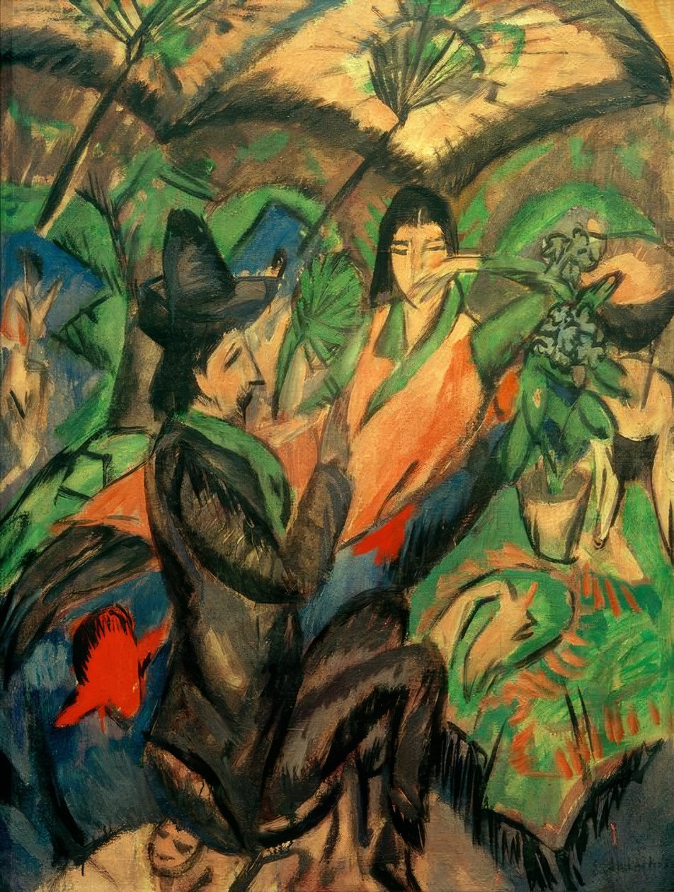 Pár pod japonským deštníkem od Ernst Ludwig Kirchner