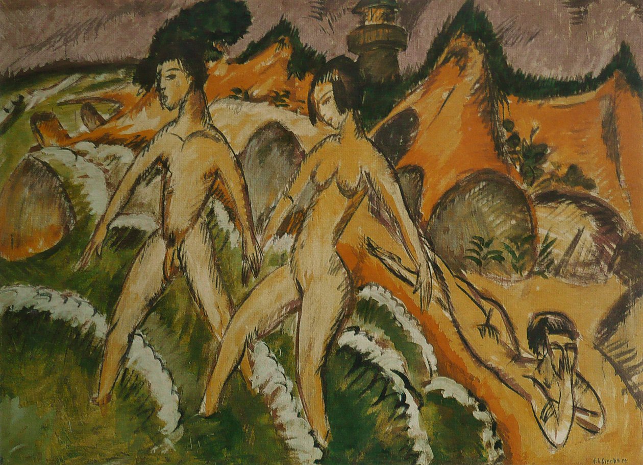 Lidé vstupující do moře od Ernst Ludwig Kirchner