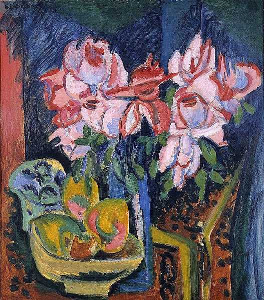 Růžové růže od Ernst Ludwig Kirchner