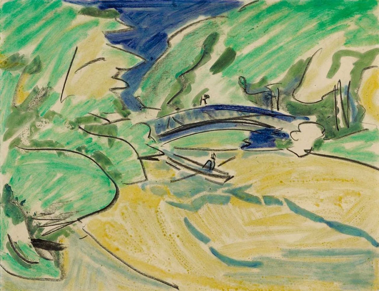 Veslice pod mostem od Ernst Ludwig Kirchner