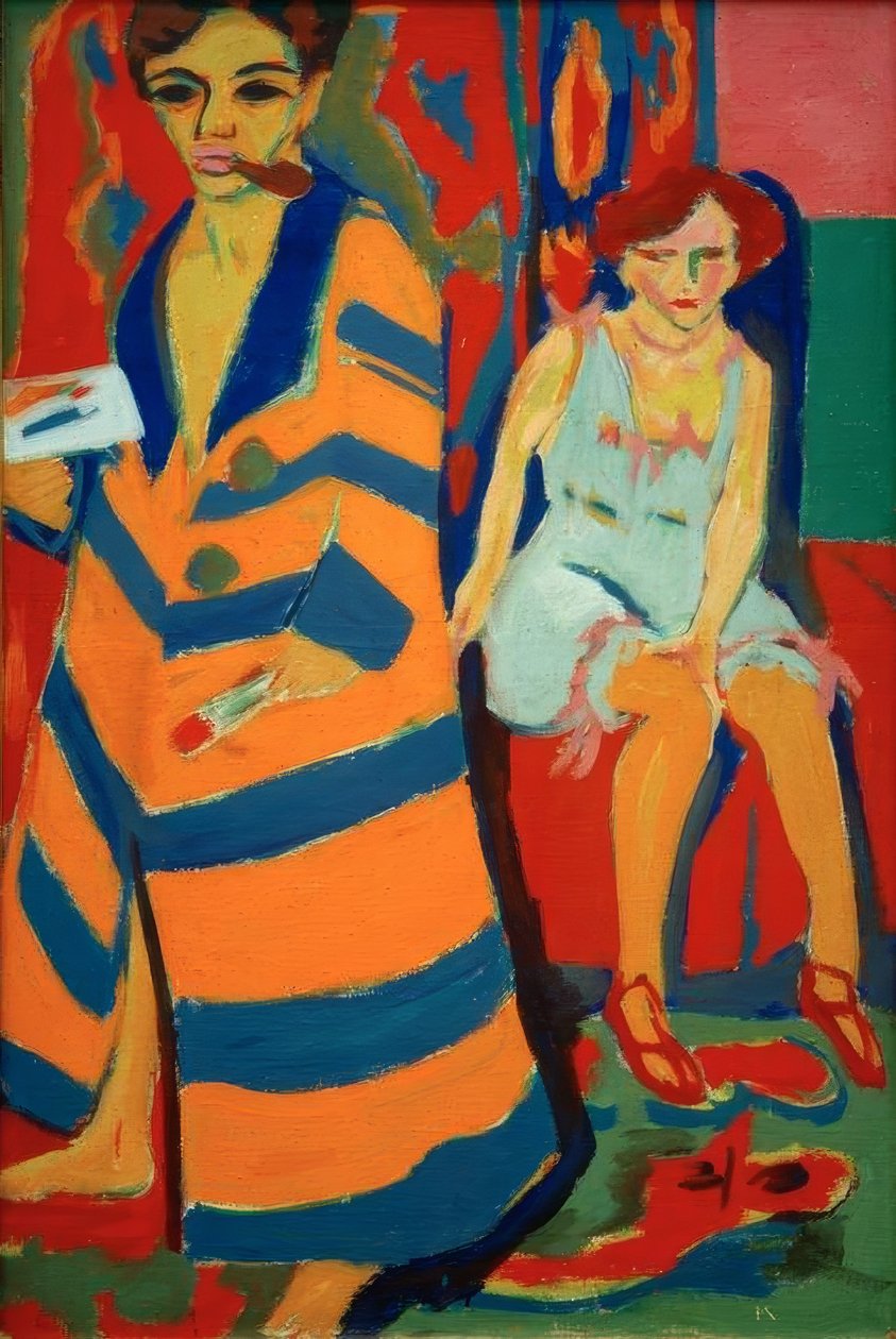 Autoportrét s modelkou od Ernst Ludwig Kirchner