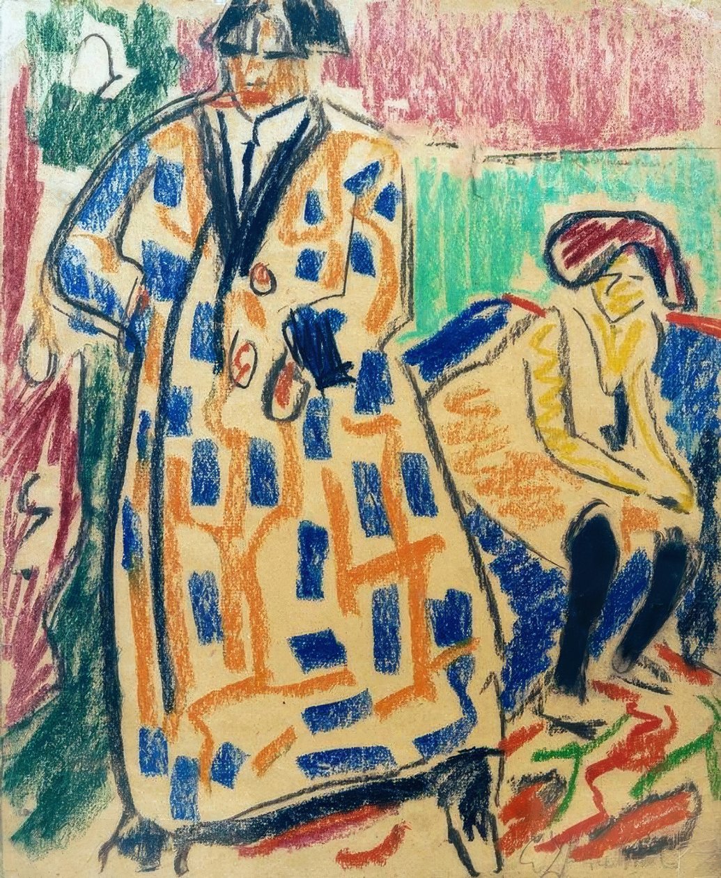 Autoportrét s modelkou od Ernst Ludwig Kirchner