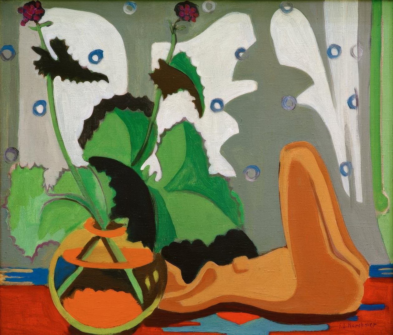 Zátiší s plastem před oknem od Ernst Ludwig Kirchner