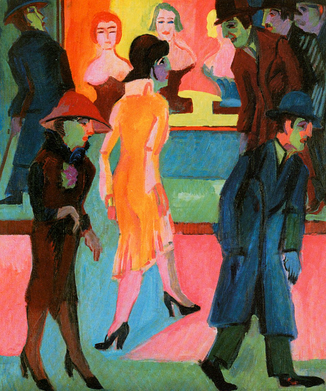 Scéna na ulici před holičstvím od Ernst Ludwig Kirchner