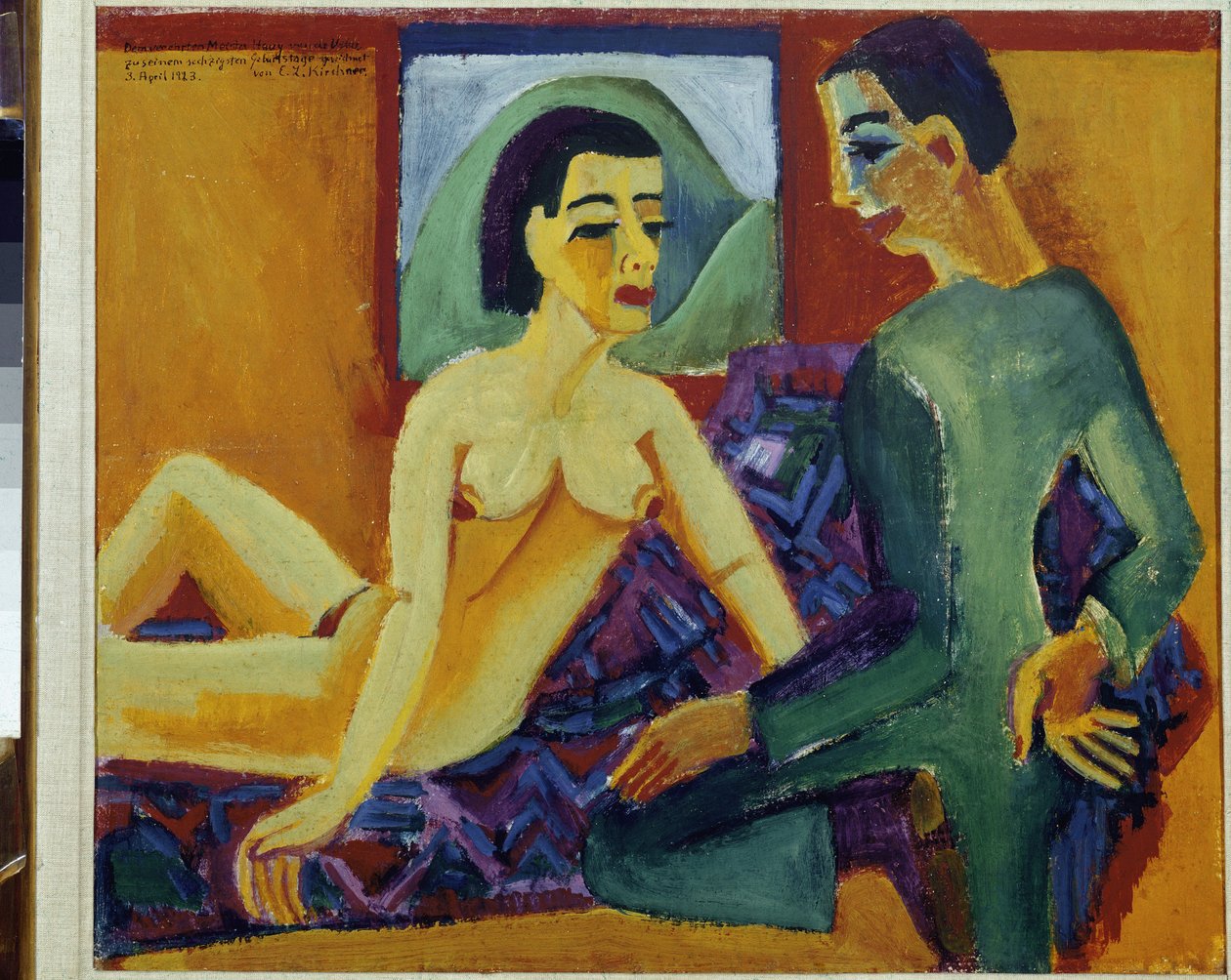 The Couple - Malba Ernsta Ludwiga Kirchnera (1880-1938), olej na plátně, 59x69 cm, 1923. Paříž, Národní muzeum moderního umění Centre Pompidou od Ernst Ludwig Kirchner