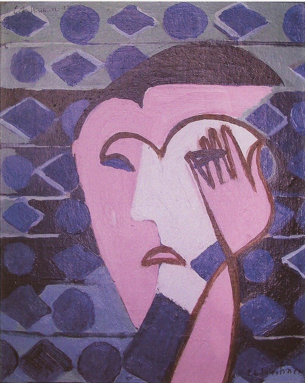 Smutná ženská hlava od Ernst Ludwig Kirchner