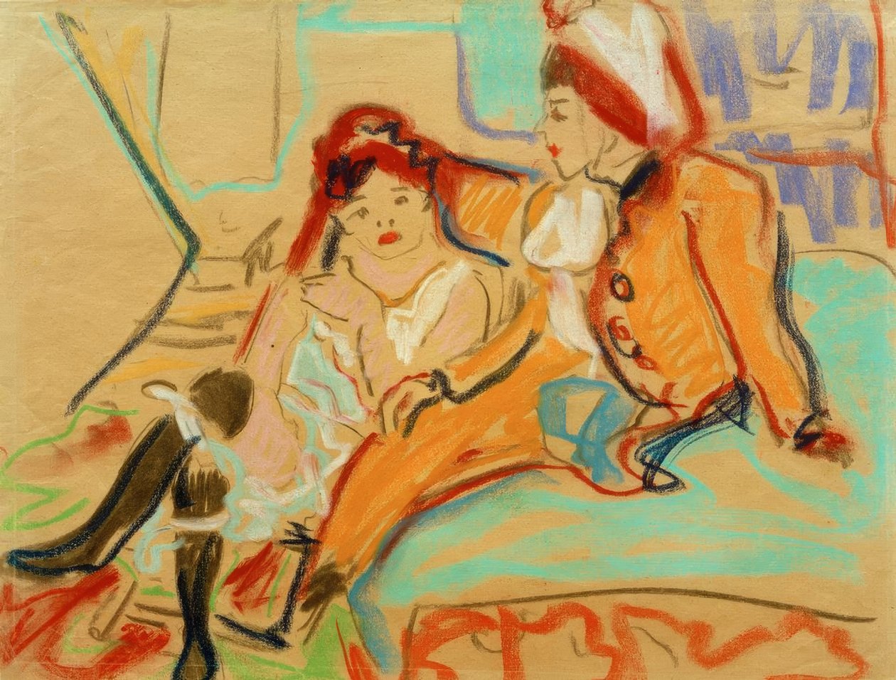 Dvě dívky na pohovce od Ernst Ludwig Kirchner