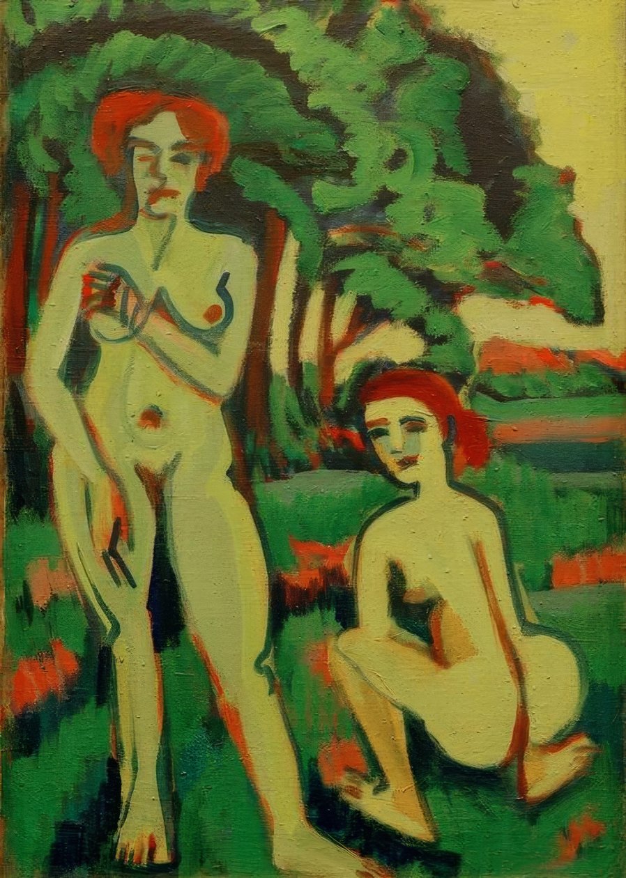 Dva zelené akty dívek s červenými vlasy od Ernst Ludwig Kirchner