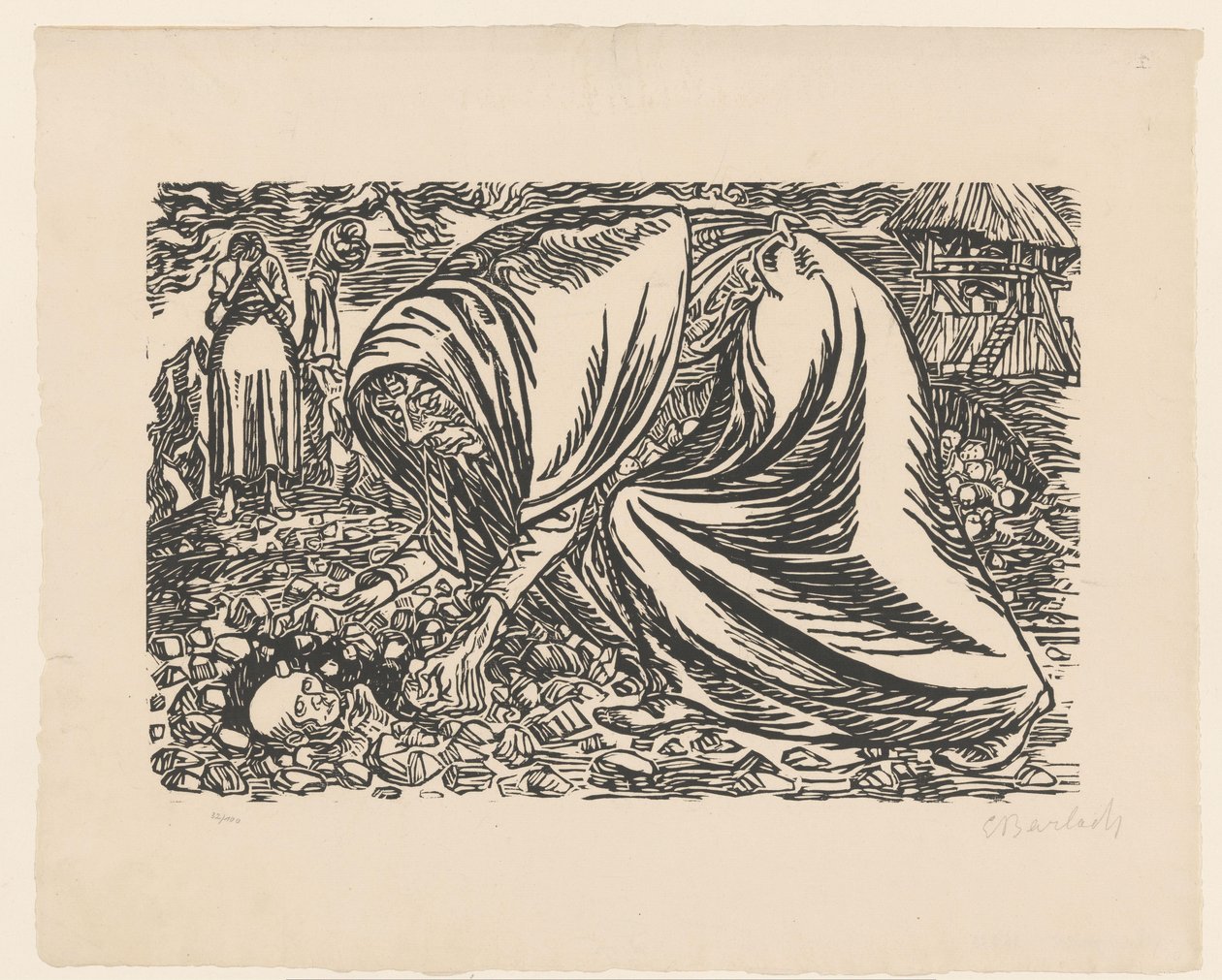 Mrtvé dítě je pohřbeno od Ernst Barlach (signed by artist)